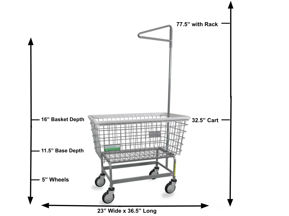 Antimicrobial Mega Capacity Laundry Cart (Big Dog) w/ Single Pole Rack - Image 2