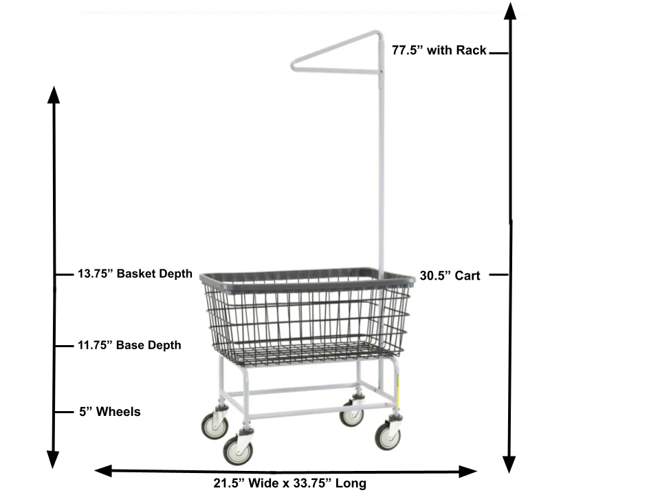 DURA-SEVEN™ LARGE CAPACITY LAUNDRY CART W/ SINGLE POLE RACK - Image 2