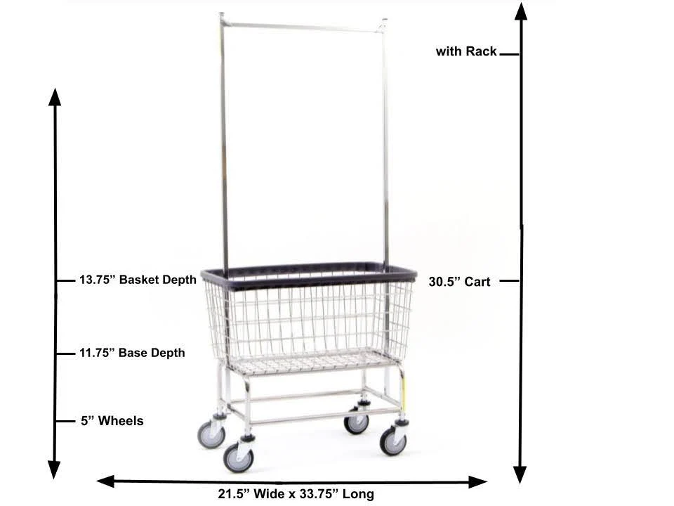 LARGE CAPACITY LAUNDRY CART W/ DOUBLE POLE RACK - Image 6
