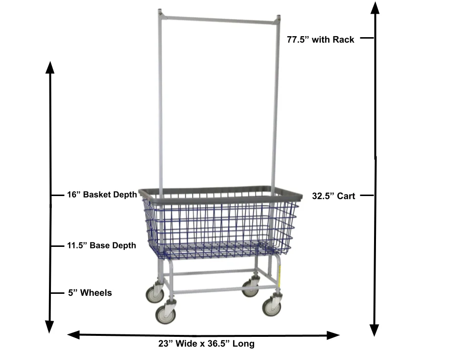MEGA CAPACITY LAUNDRY CART W/ DOUBLE POLE RACK - Image 5