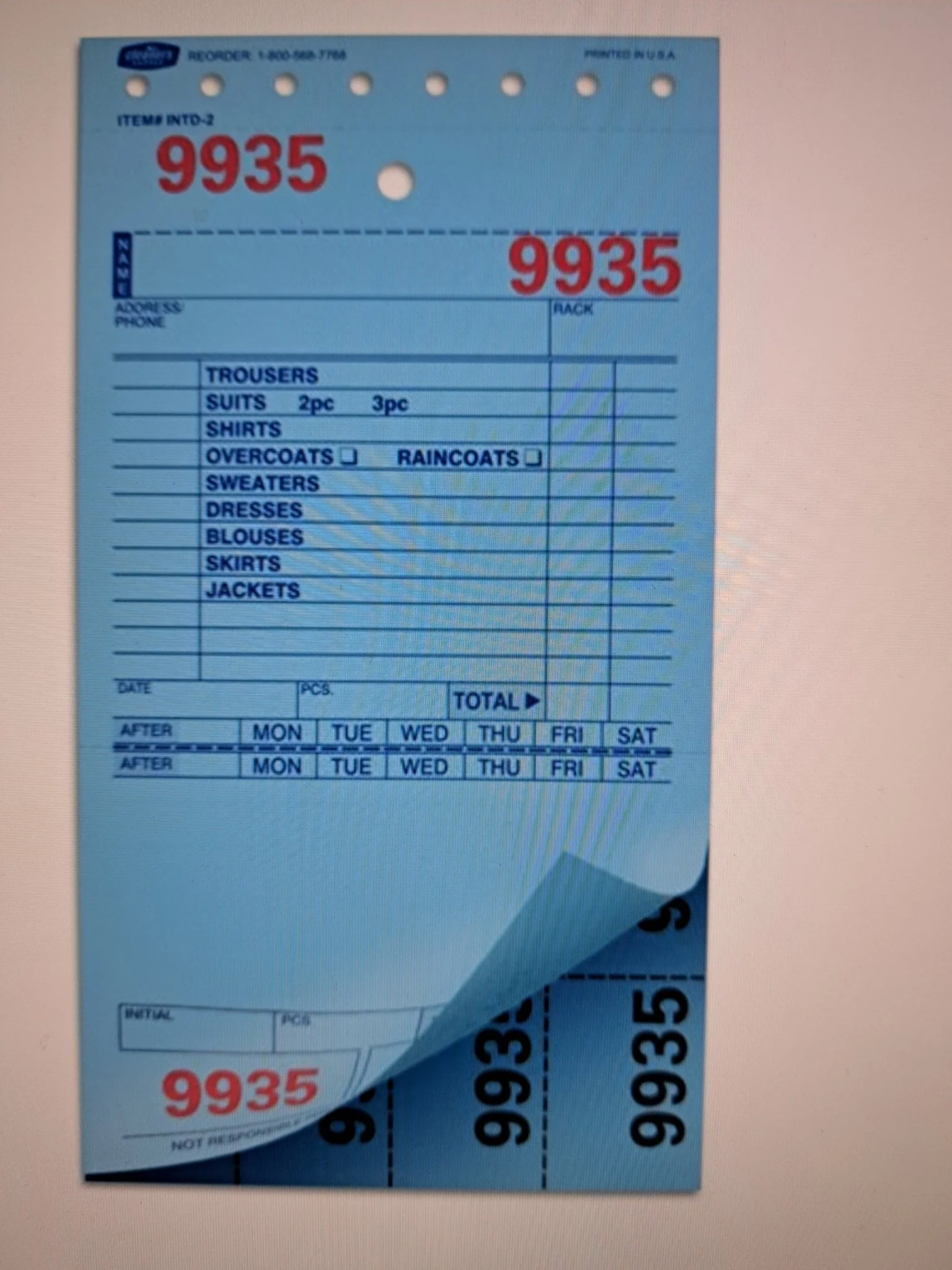 TKVL - 602 Tickvoices - 2 Bond 3 - Part Dry Cleaning Form - Image 3